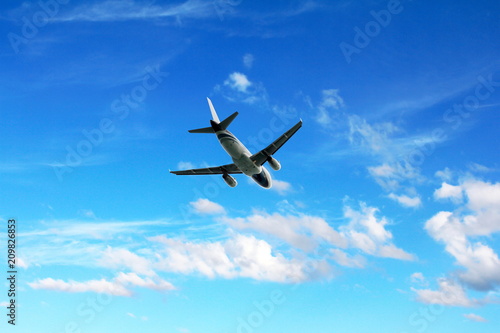 Airplane on bluesky background