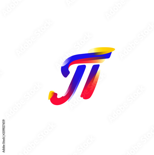 Mathematical symbol Pi. Vector icon. Gradient flat icon. The emblem of mathematicians is number 3.14. The Greek letter. An irrational, transcendental number.