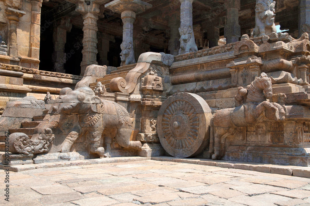 Elephants of the balustrades and galloping horses, Agramandapa