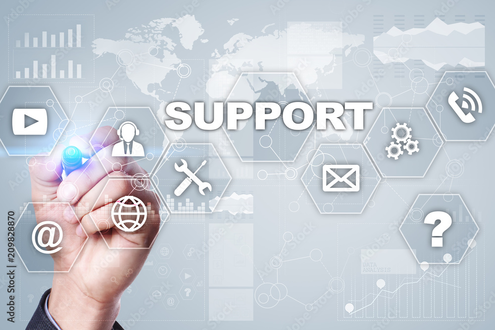 Technical support. Customer help. Business and technology concept. Technical support. Customer help. Business and technology concept.