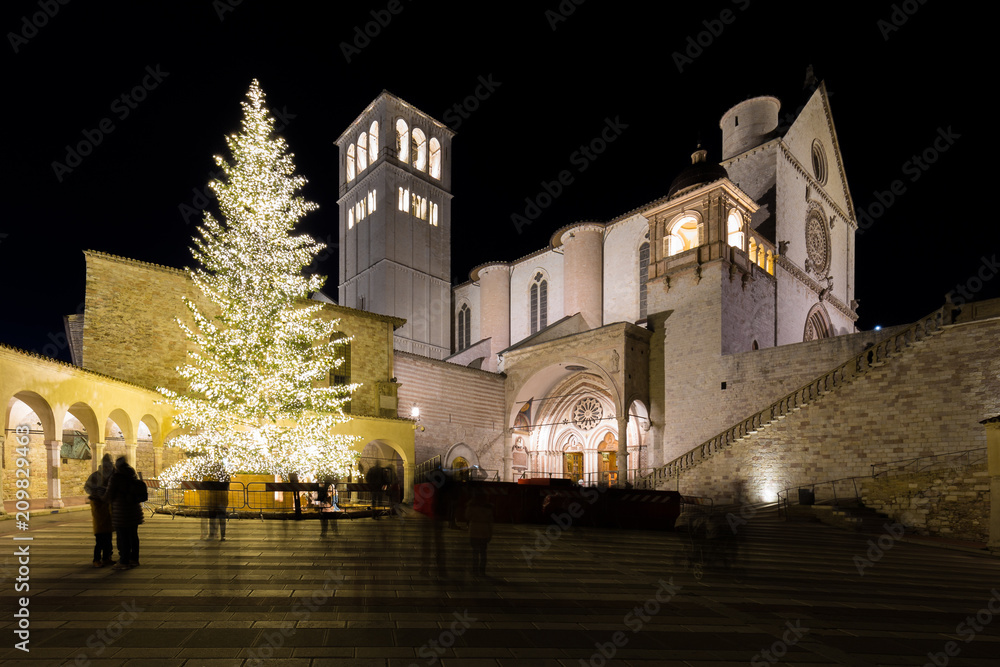 Christmas 2017 in Assisi (Umbria), with a view of San Francesco 