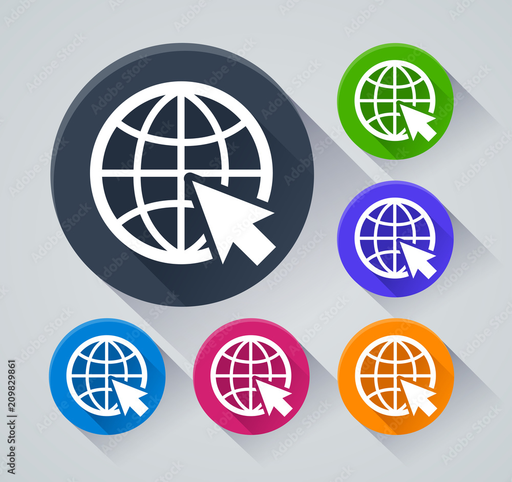 earth circle icons with shadow earth circle icons with shadow