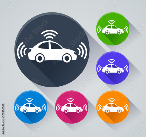 car circle icons with shadow