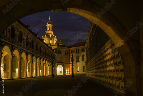 Georgenbau in Dresden by night, Germany, Europe photo