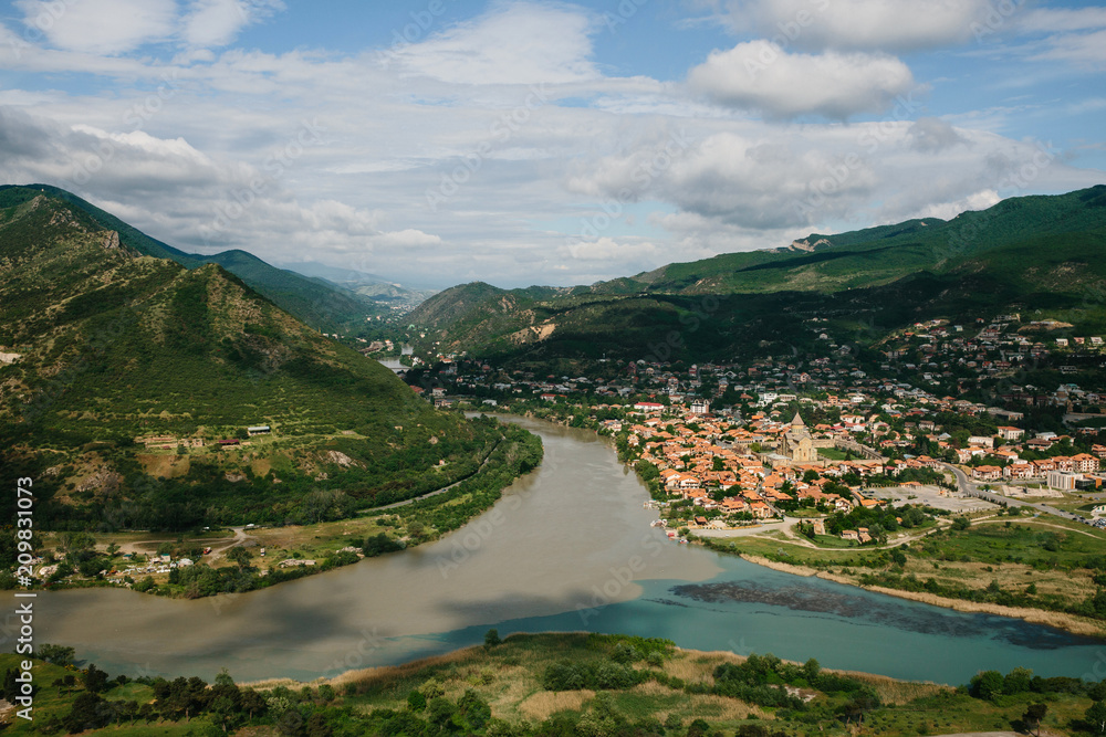 Fototapeta premium Two river meeting. Mtskheta, Georgia