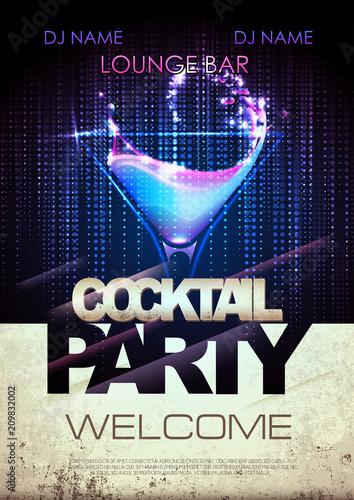 Disco background. Cocktail party poster