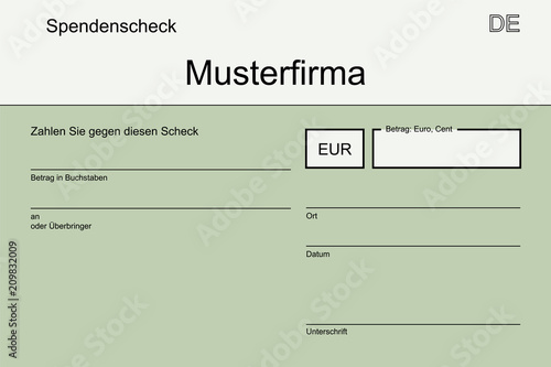 Spendenscheck mit Firmenname - einfach grün