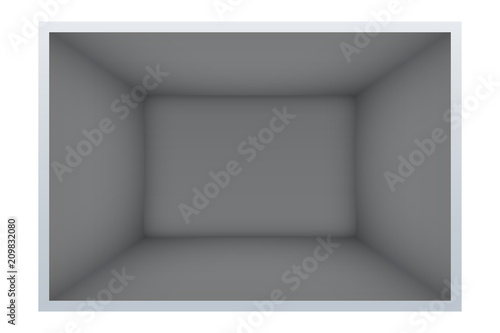 Example of an empty dark room with black walls. Simple interior without furnish and furniture. Vector.