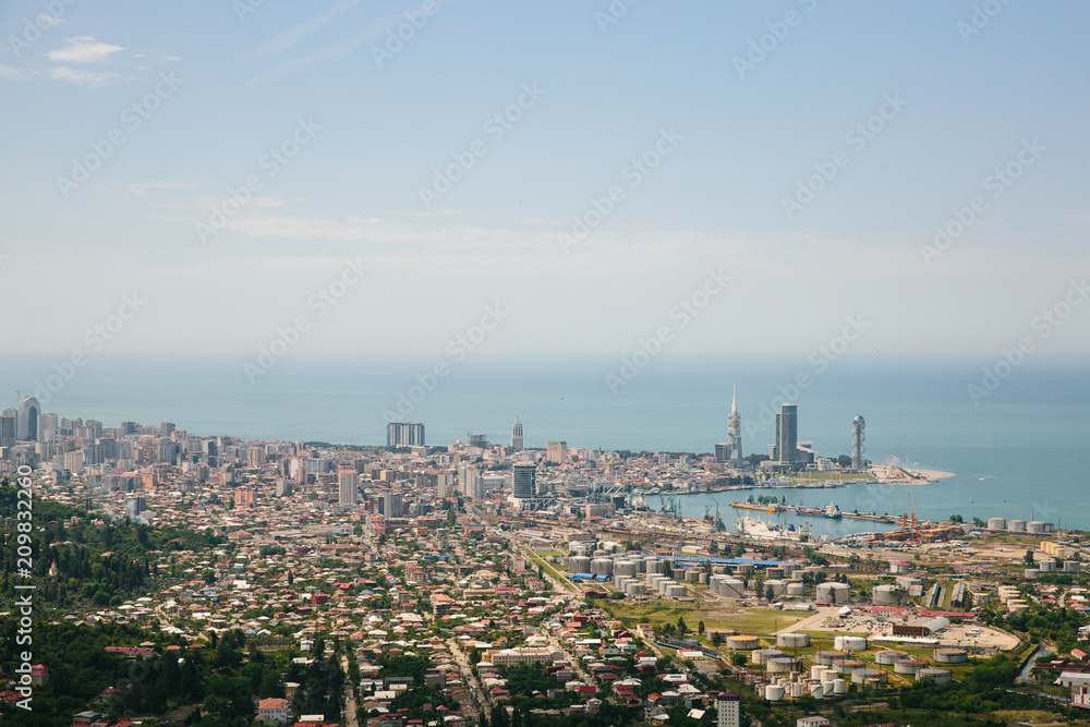 Top view of the city of Batumi, located on the beach. Vacation vacation travel concept . Georgia, Batumi, May 2018
