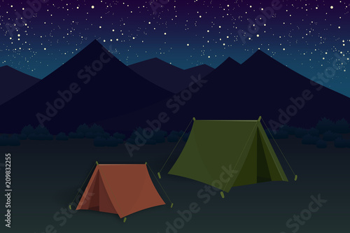 Zeltelager bei Nachthimmel