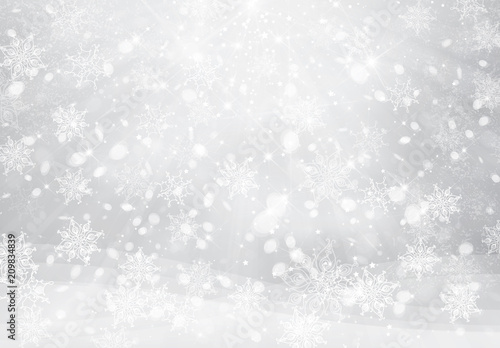 Vector winter, silver snowflakes background. Christmas background.
