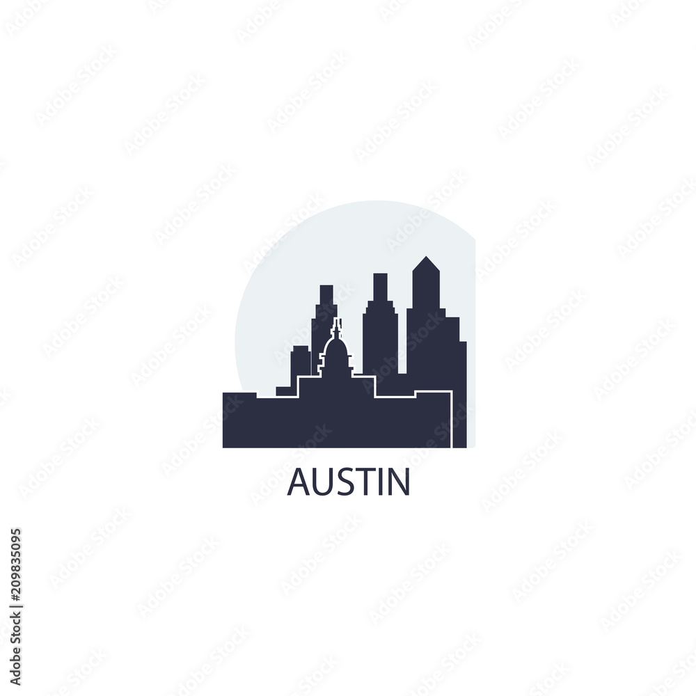 USA America Austin city modern landscape skyline panorama vector modern logo icon