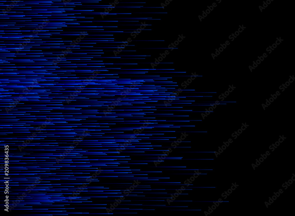 Fototapeta Abstract technology data conection speed blue lines on dark background.