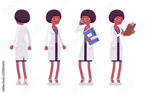 Female black scientist standing