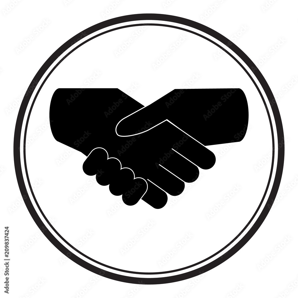 Naklejka premium black icon handshake. For business and finance background