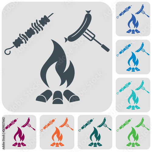 Grilled kebab and sausage icon