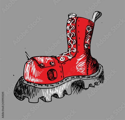 Red brutal boots. Vector Illustration.