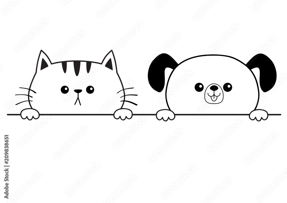 Pet dog and cat faces or heads in profile icon design element Stock Photo -  Alamy