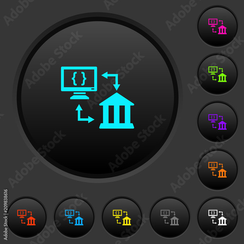 Open banking API dark push buttons with color icons
