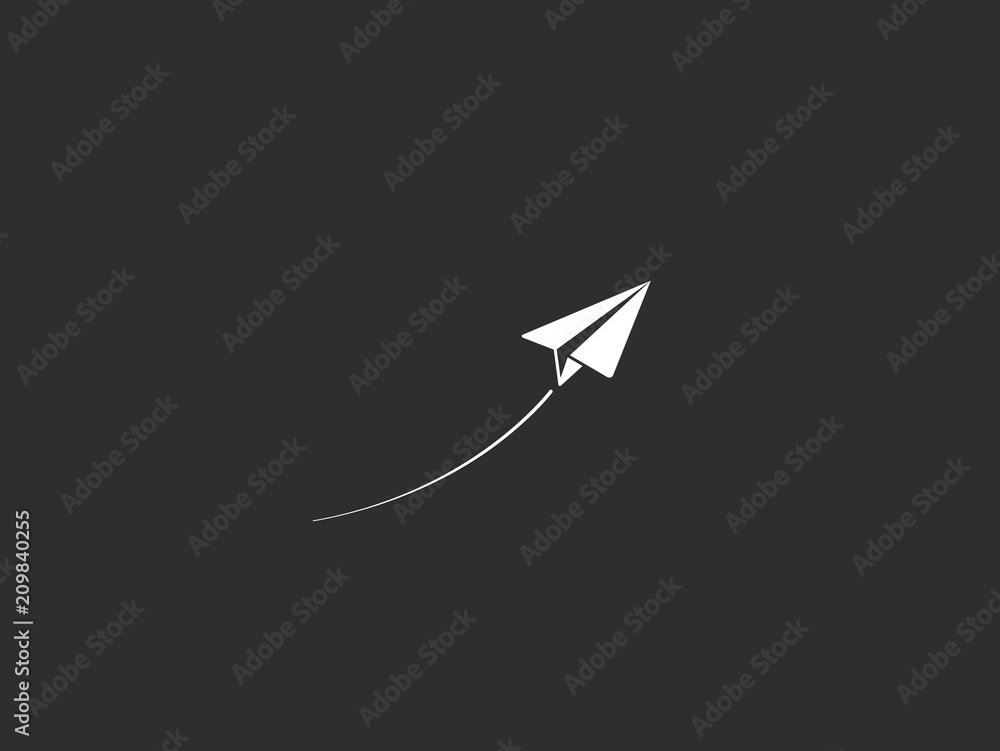 Paper Plane Black Background Icon Stock Vector Adobe Stock