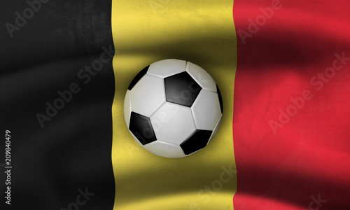 Soccer ball on belgian flag  top view