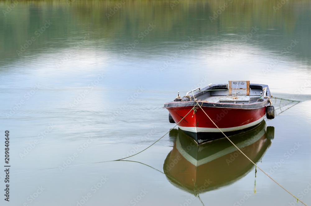 lonely boat at lake