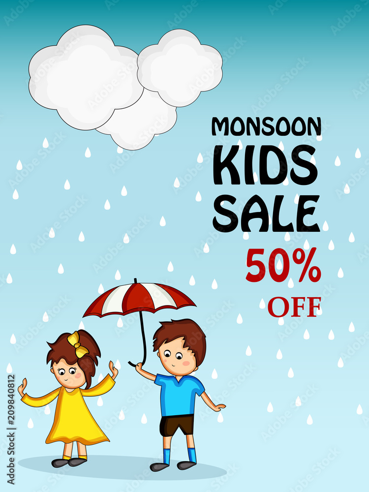 Fototapeta premium Illustration of Monsoon season background