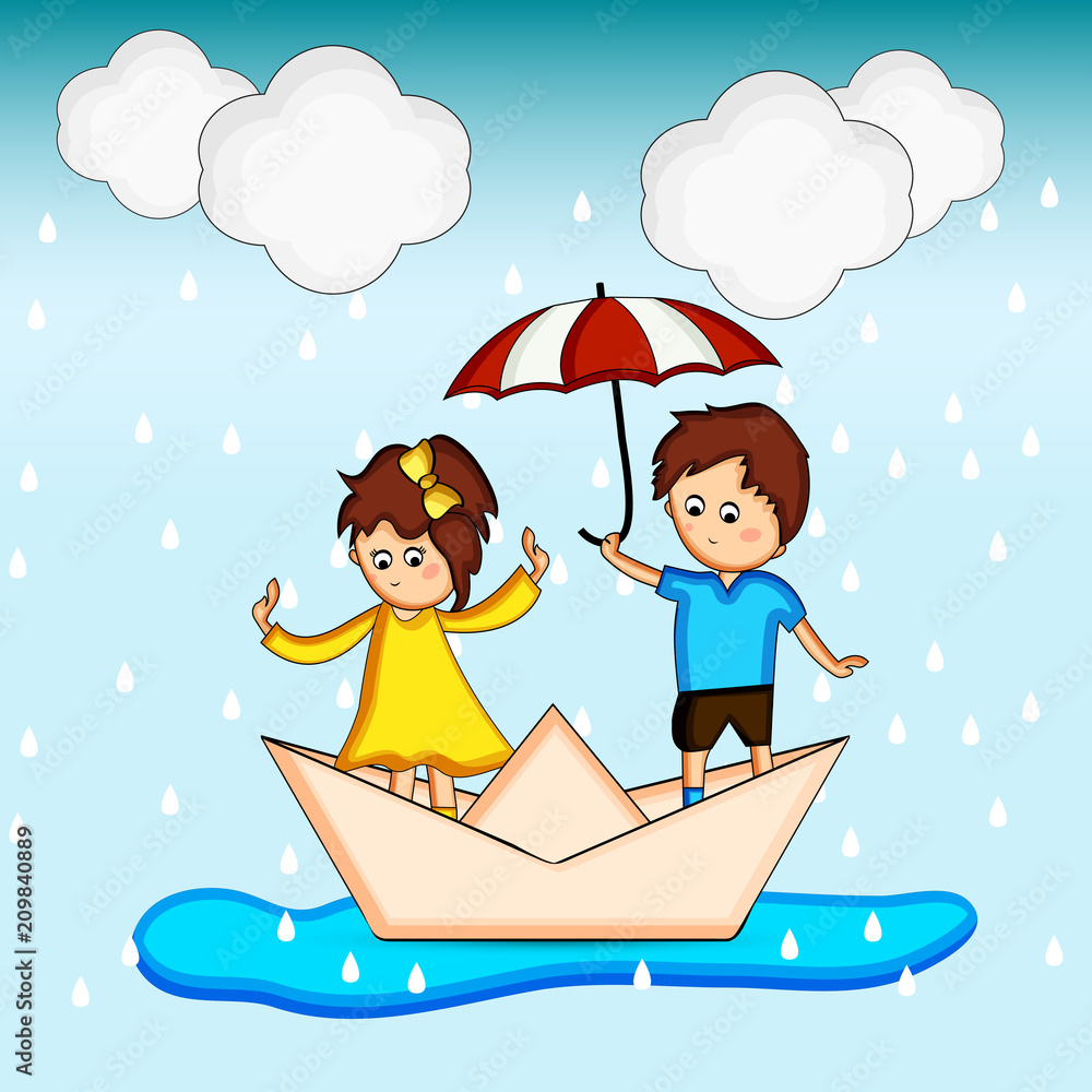 Illustration of Monsoon season background Illustration of Monsoon season background
