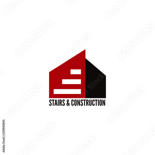 Carpentry stairs construction company vector isolated logo concept. Modern business icon