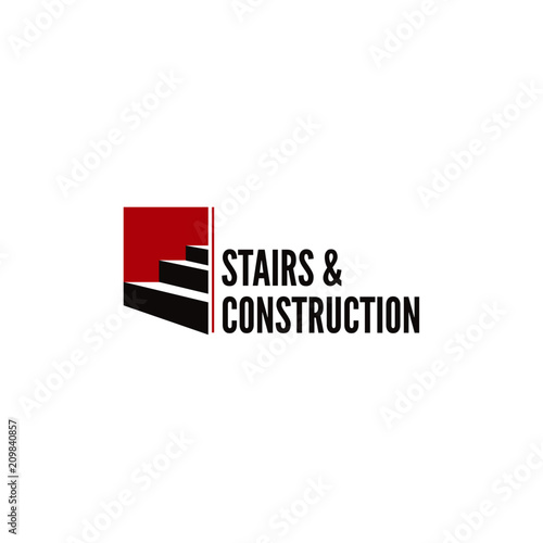Carpentry stairs construction company vector isolated logo concept. Modern business icon