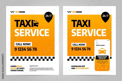 Vector layout design template for taxi service. Can be adapt to Brochure, Annual Report, Magazine, Poster.