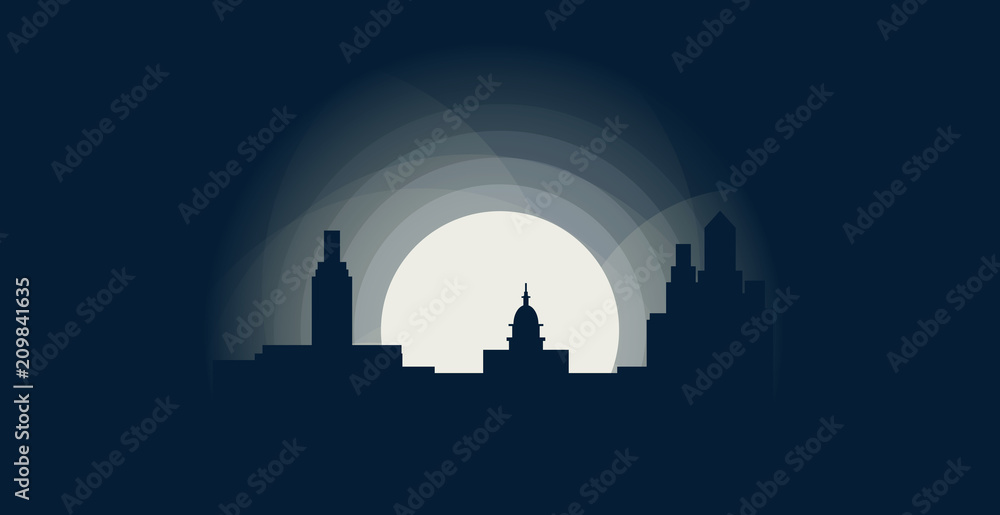 USA United States of America Austin Texas blue night city panorama landscape skyline flat icon logo