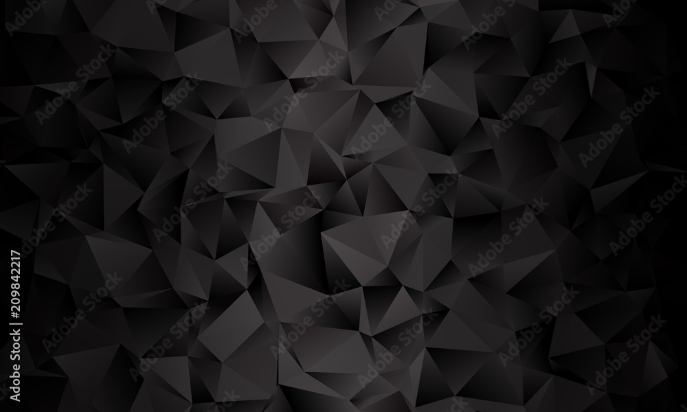 Plakat Black polygon background. Vector imitation of the 3D illustration. Pattern with triangles of different scale.