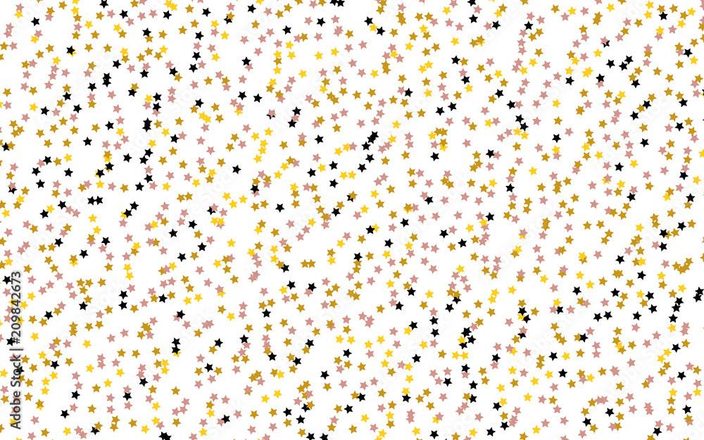 Little stars of gold, yellow, gray, black colors on a white background. The pattern of the night sky. Vector illustration Little stars of gold, yellow, gray, black colors on a white background. The pattern of the night sky. Vector illustration