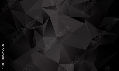 Black polygon background. Vector imitation of the 3D illustration. Pattern with triangles of different scale.