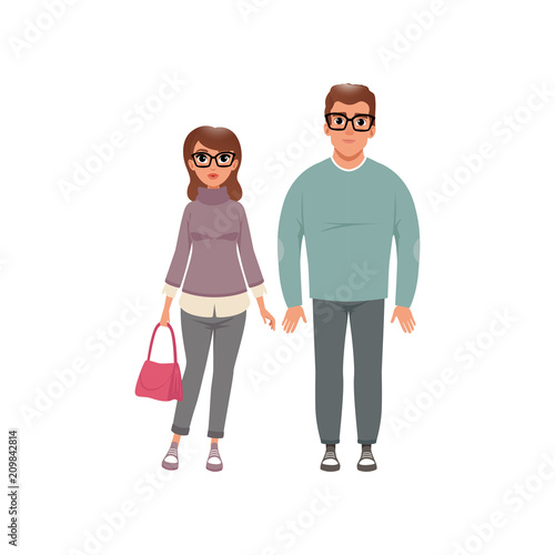  ouple of middle aged people vector Illustration on a white background