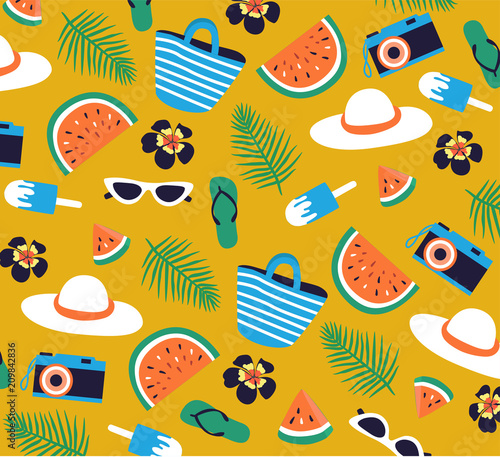 Summer collection. Set of summer icons and design elements. 