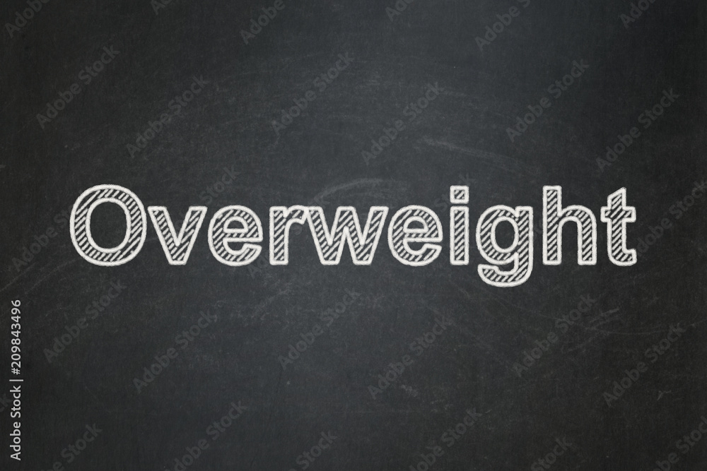 Fototapeta premium Healthcare concept: text Overweight on Black chalkboard background