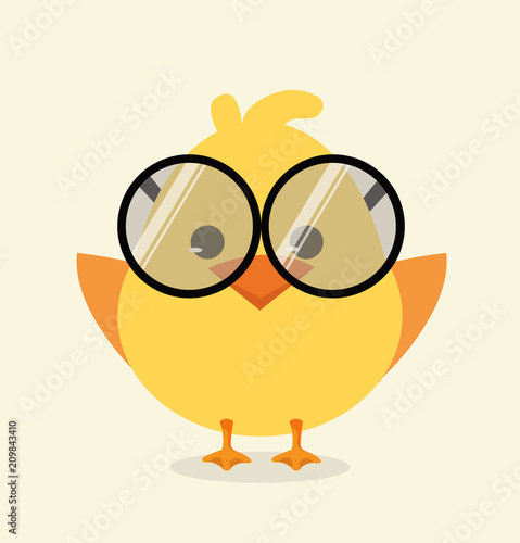 Cute baby chick with a glasses