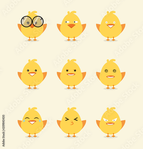 Emoticon collection of baby chick