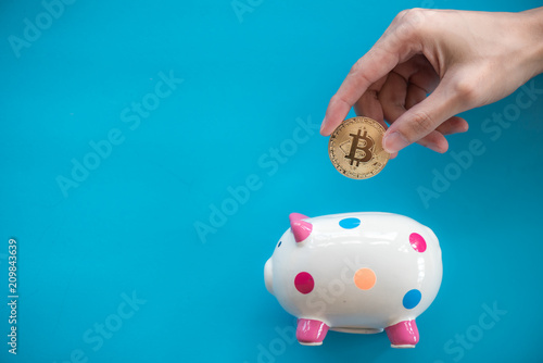 Saving money concept,Save bitcoin 