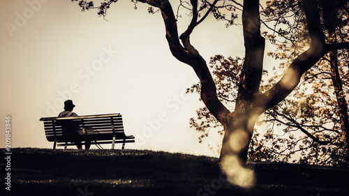 Parkbench silhoutte sunset