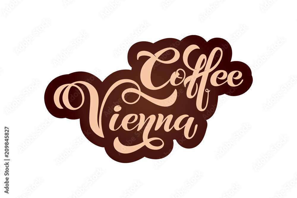 Coffee vienna logo. Handwritten lettering design elements.