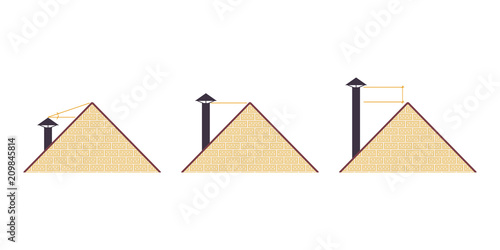 Exhaust air duct in the roof. Natural ventilation. Vector illustration.