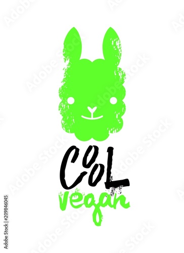 Cool vegan slogan graphic, with llama sign vector illustrations. For t-shirt print and other uses.