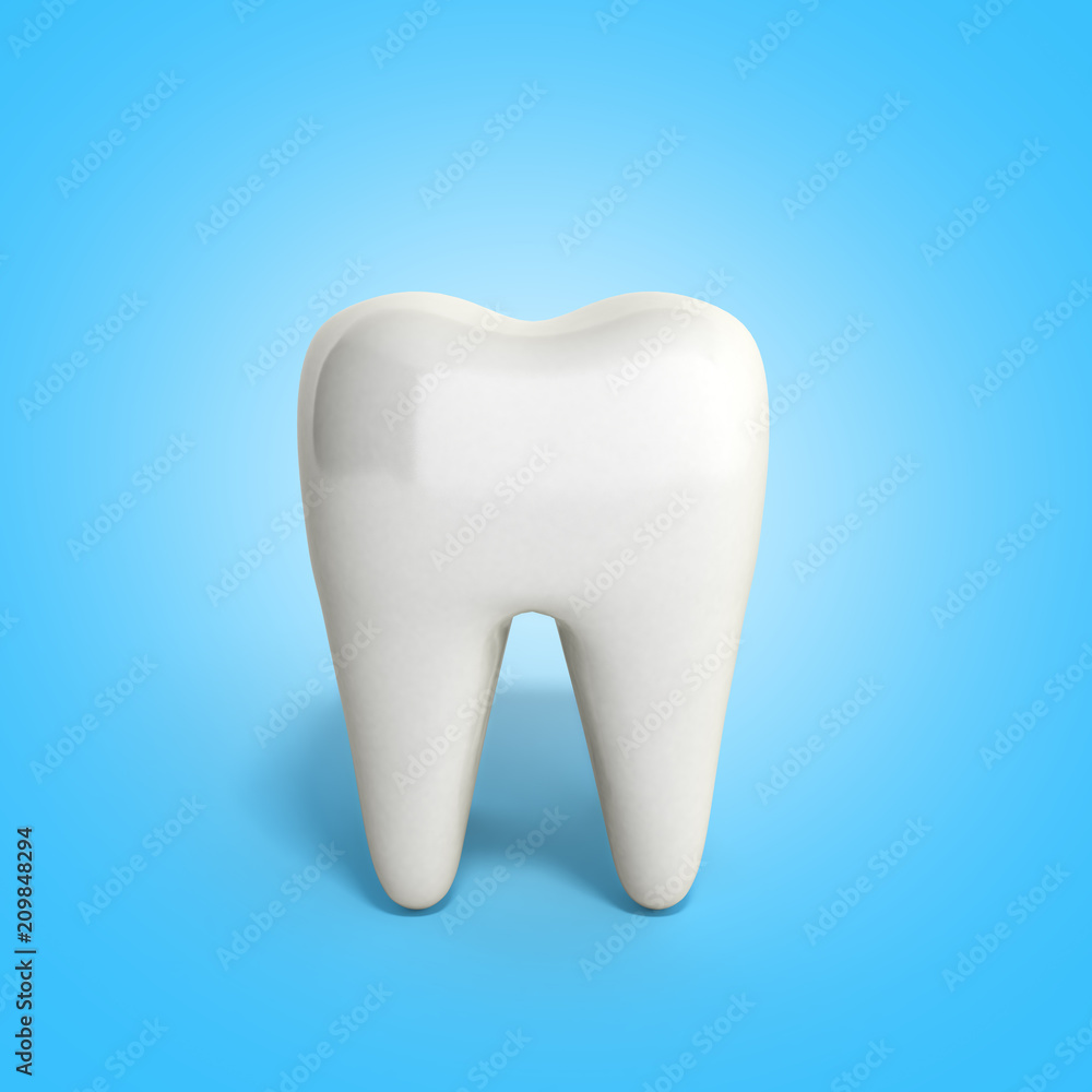 Whitening of human tooth 3d render on blue Whitening of human tooth 3d render on blue