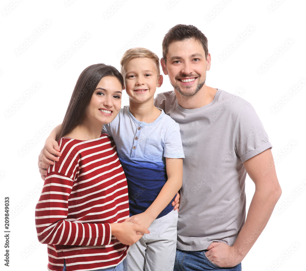 Portrait of happy family on white background Portrait of happy family on white background