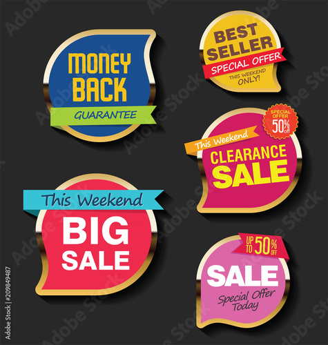 Modern sale stickers and tags colorful collection