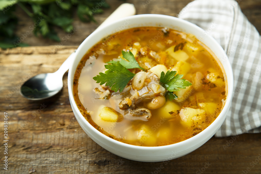 Homemade soup with kidney and beans Homemade soup with kidney and beans