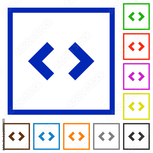 Script code flat framed icons